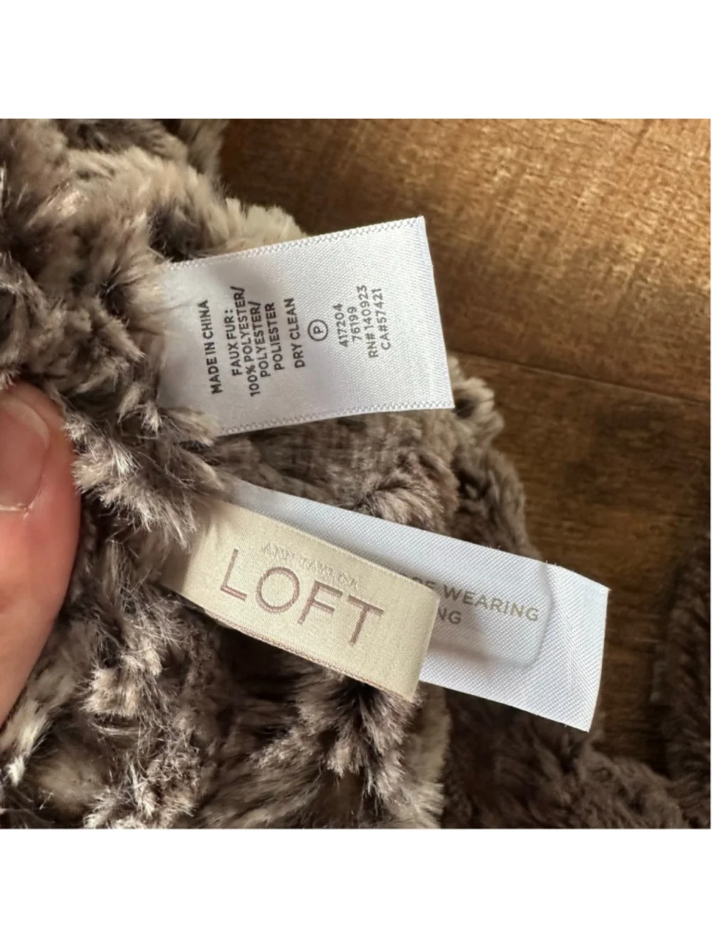 Women's LOFT Brown Grey Faux Fur Infinity Scarf One Size Summer Sale